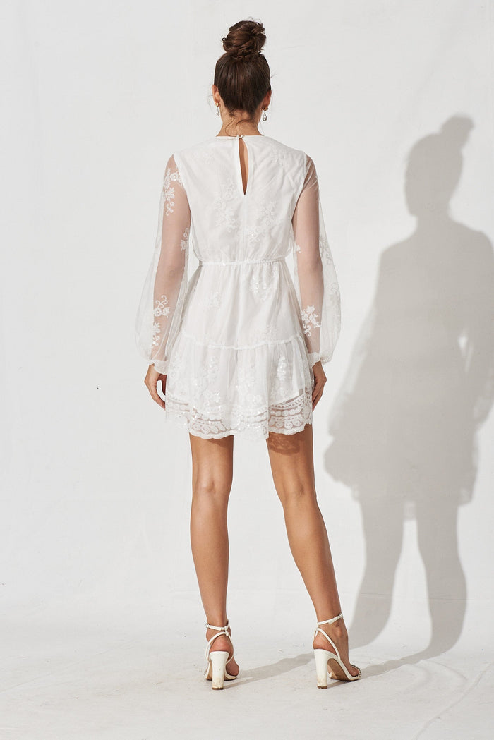 Iconic Sequin Dress In White - back