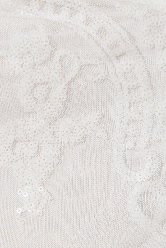 Iconic Sequin Dress In White - fabric