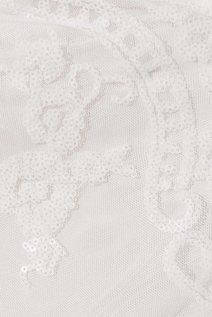 Iconic Sequin Dress In White - fabric