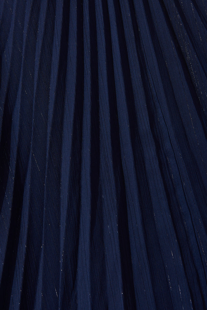Blakely Dress In Navy Lurex Chiffon - fabric