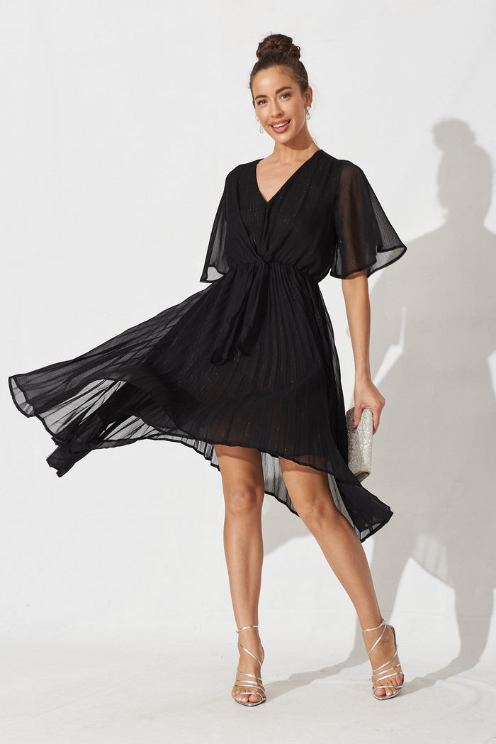 Blakely Dress In Black Lurex Chiffon - full length