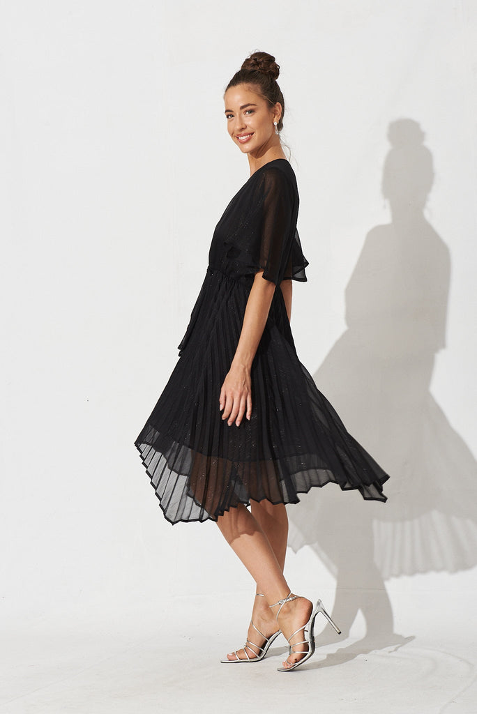 Blakely Dress In Black Lurex Chiffon - side
