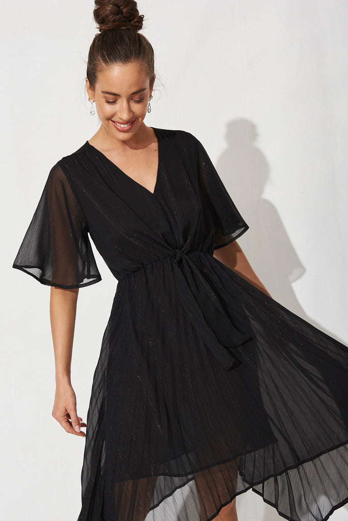 Blakely Dress In Black Lurex Chiffon - detail