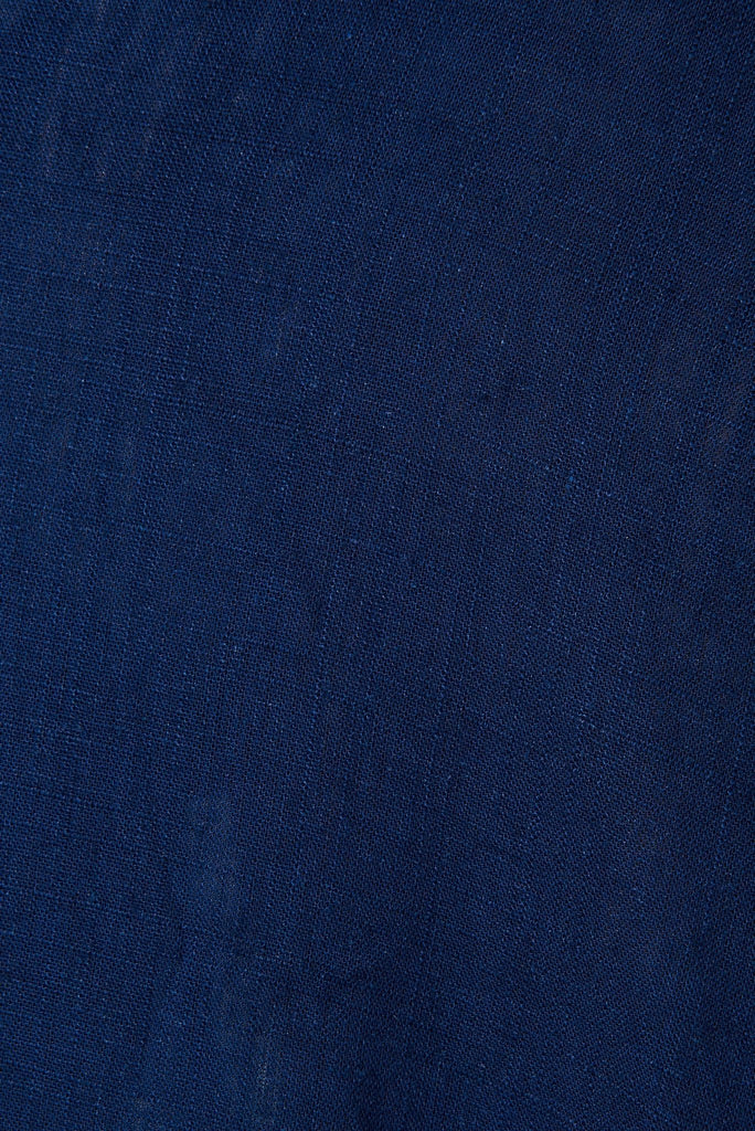 Bellerose Midi Wrap Dress In Navy Linen Blend - St Frock (Dev)