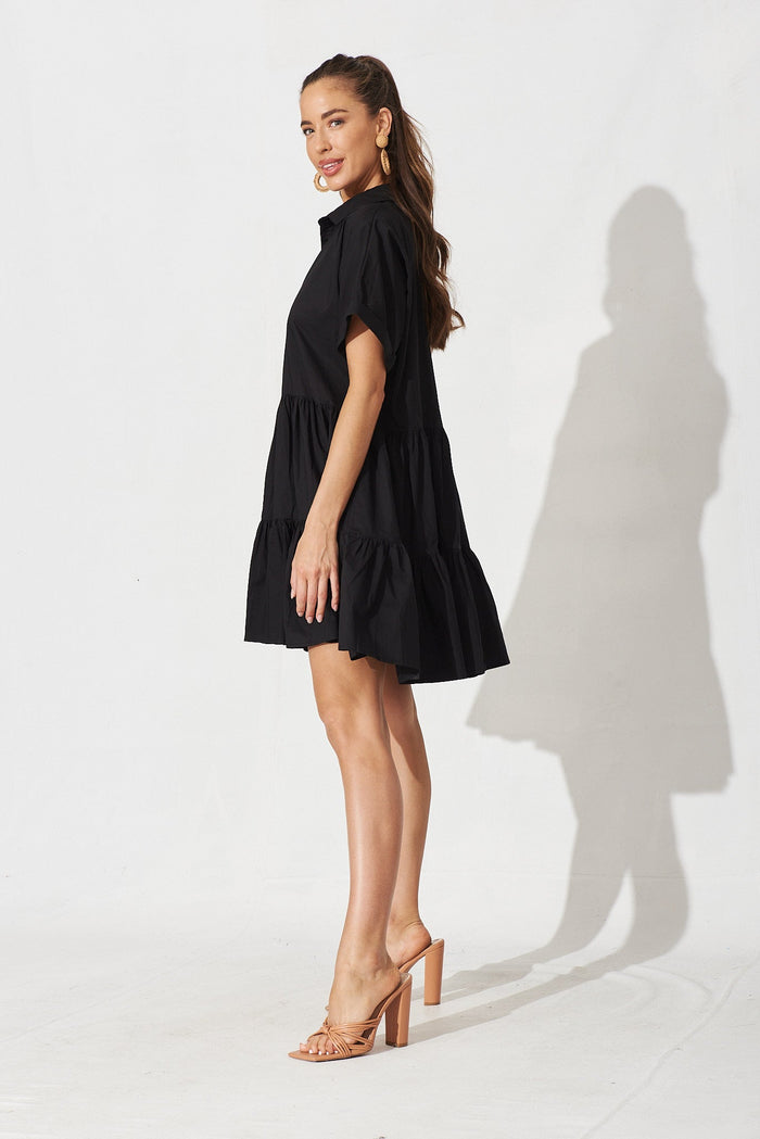 Limbury Dress In Black Cotton - side