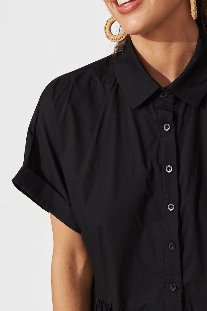 Limbury Dress In Black Cotton - detail