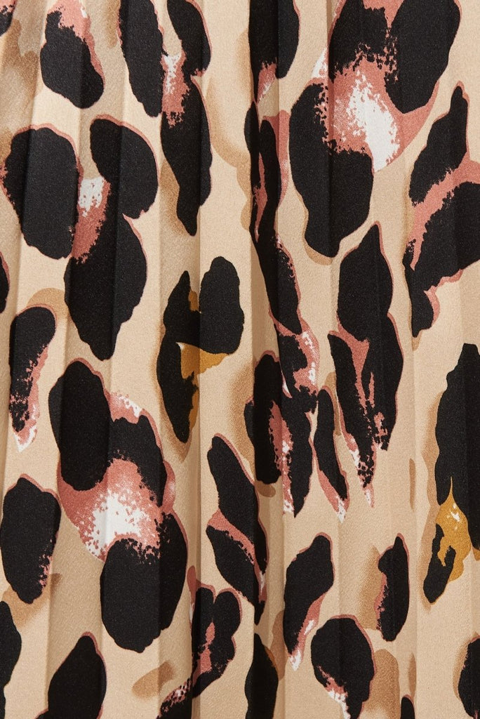 Carpi Midi Skirt In Brown With Animal Print - St Frock (Dev)