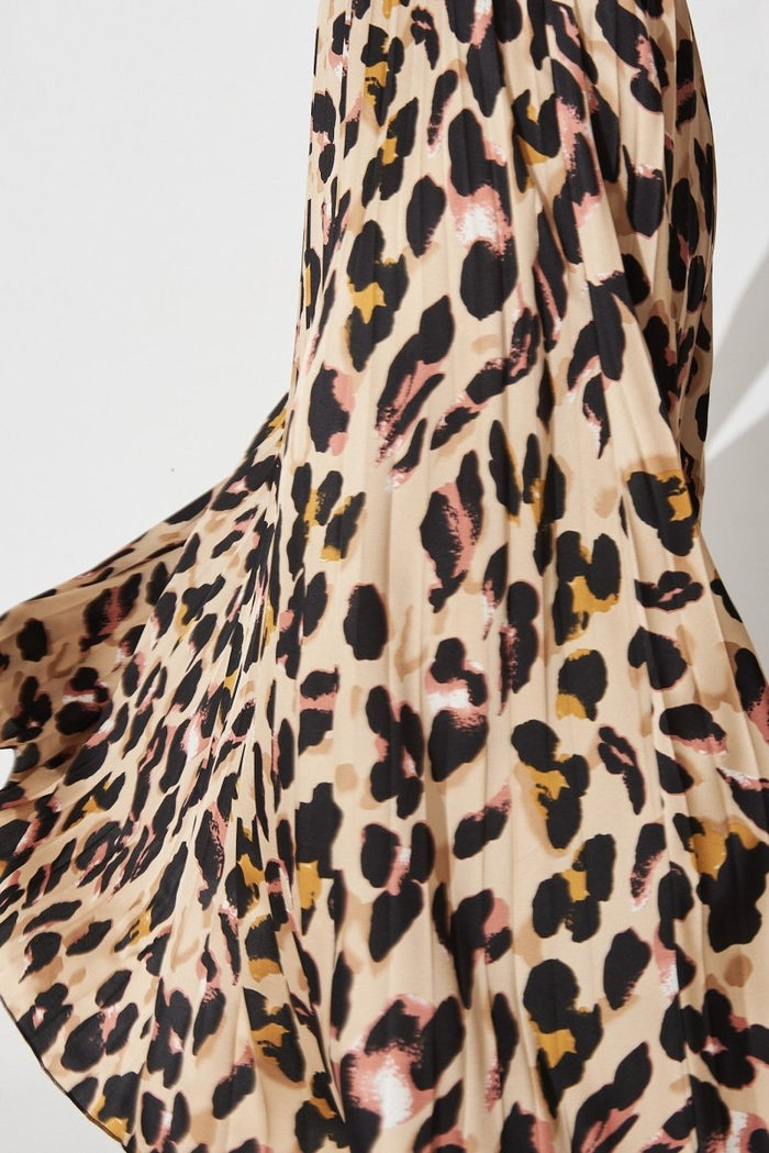 Carpi Midi Skirt In Brown With Animal Print - St Frock (Dev)