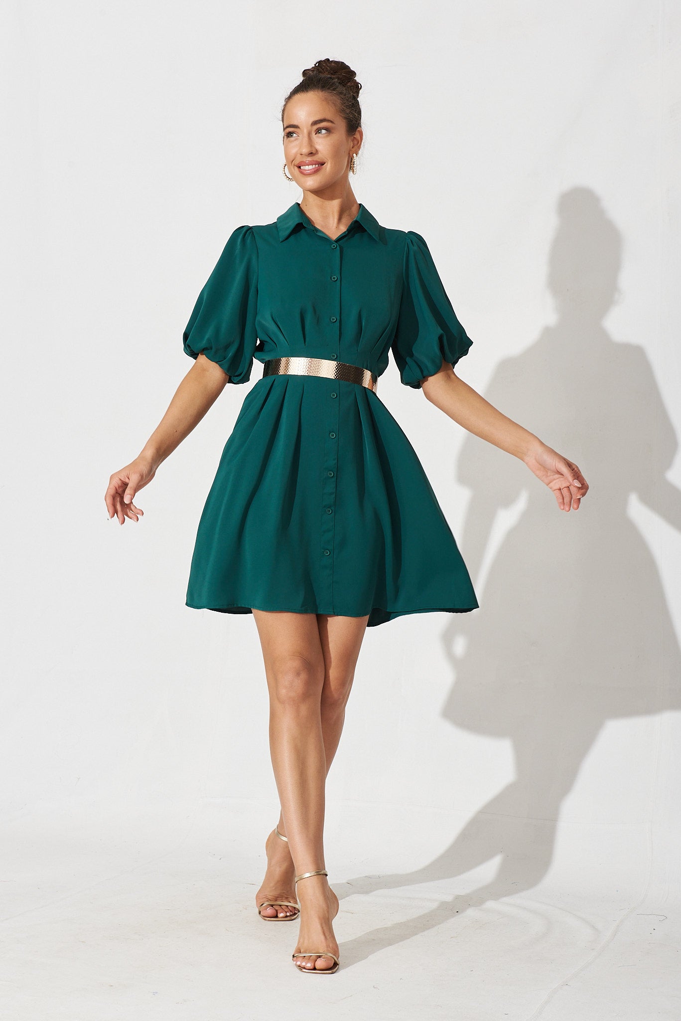 Take Charge Dress In Emerald - full length