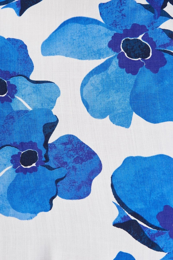Bristol Midi Dress In White With Blue Floral - St Frock (Dev)