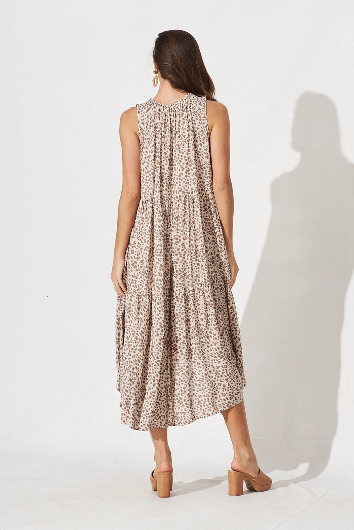 Sheffield Midi Dress In Brown Leopard - back