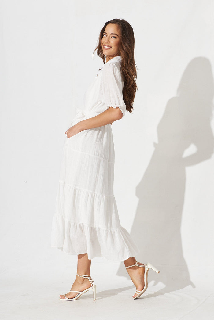 Coventry Maxi Shirt Dress In White - side