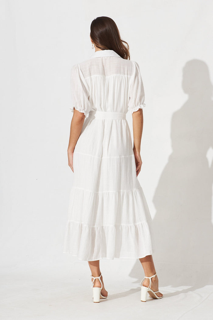 Coventry Maxi Shirt Dress In White - back