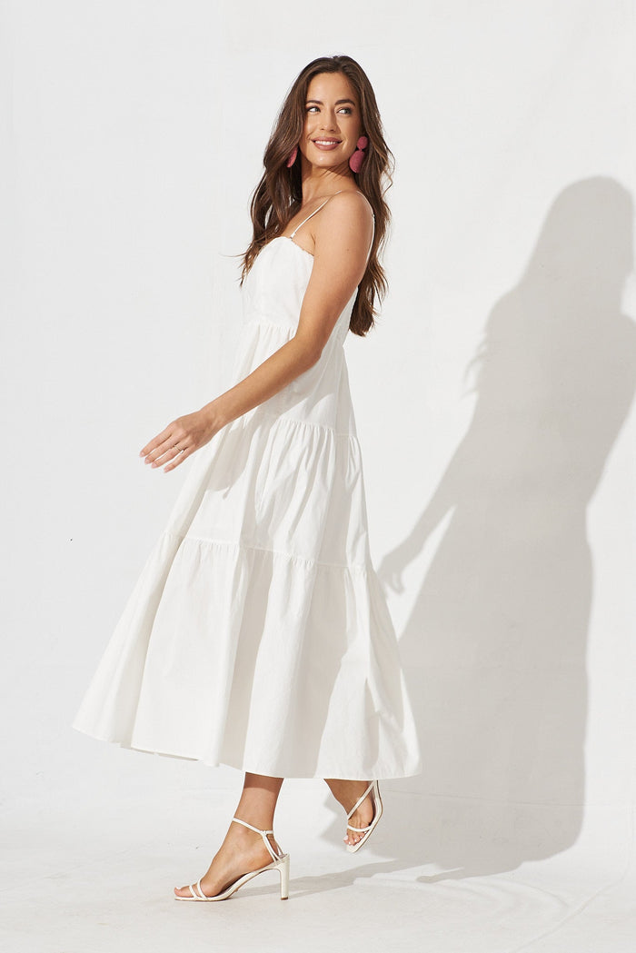 Avellino Midi Dress In White Cotton - side