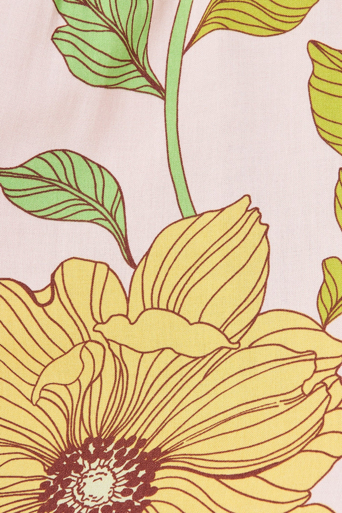 Matera Dress In Pink With Yellow Floral - fabric