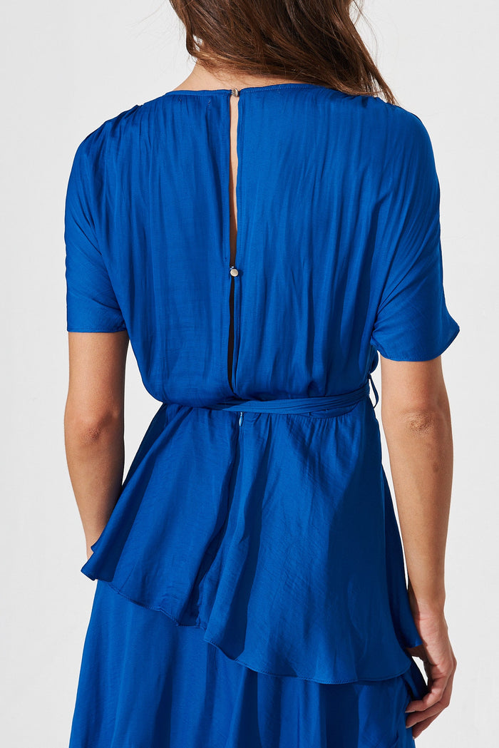 Fenwick Midi Dress In Blue Satin - detail