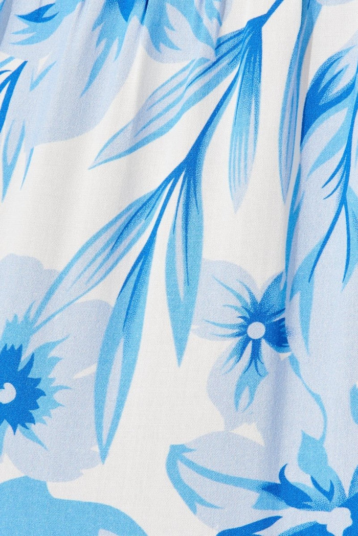 Canterbury Midi Dress In White And Blue Floral - St Frock (Dev)