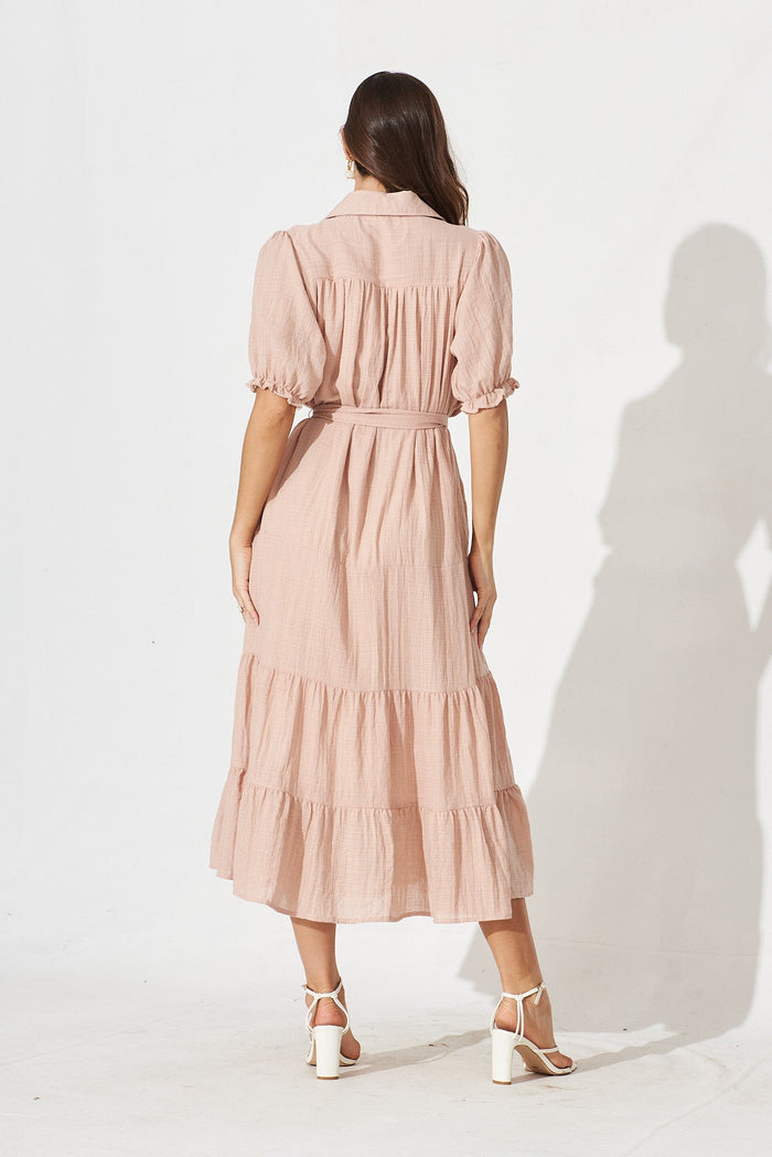 Coventry Maxi Shirt Dress In Beige - back