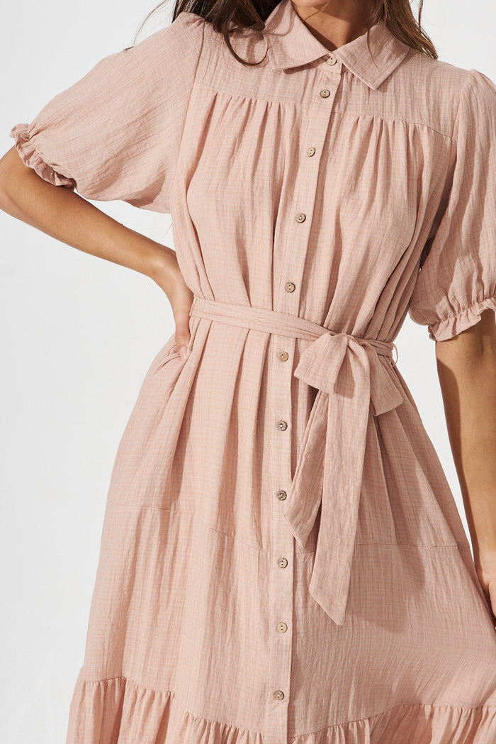 Coventry Maxi Shirt Dress In Beige - detail