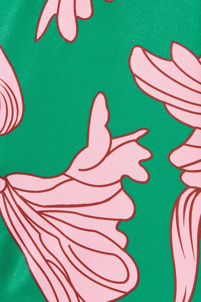 Peterborough Shirt In Green With Pink Floral - fabric