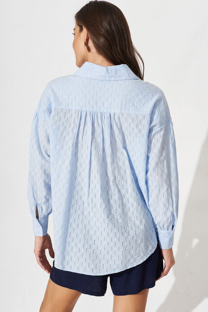 Afragola Shirt In Light Blue Cotton - back
