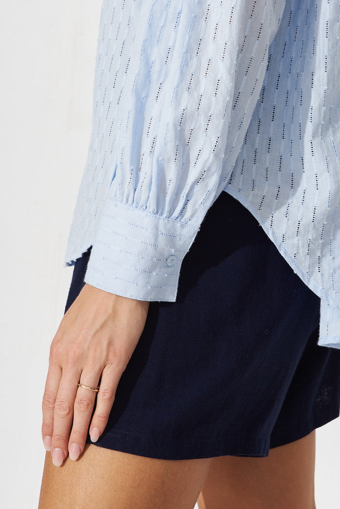 Afragola Shirt In Light Blue Cotton - detail