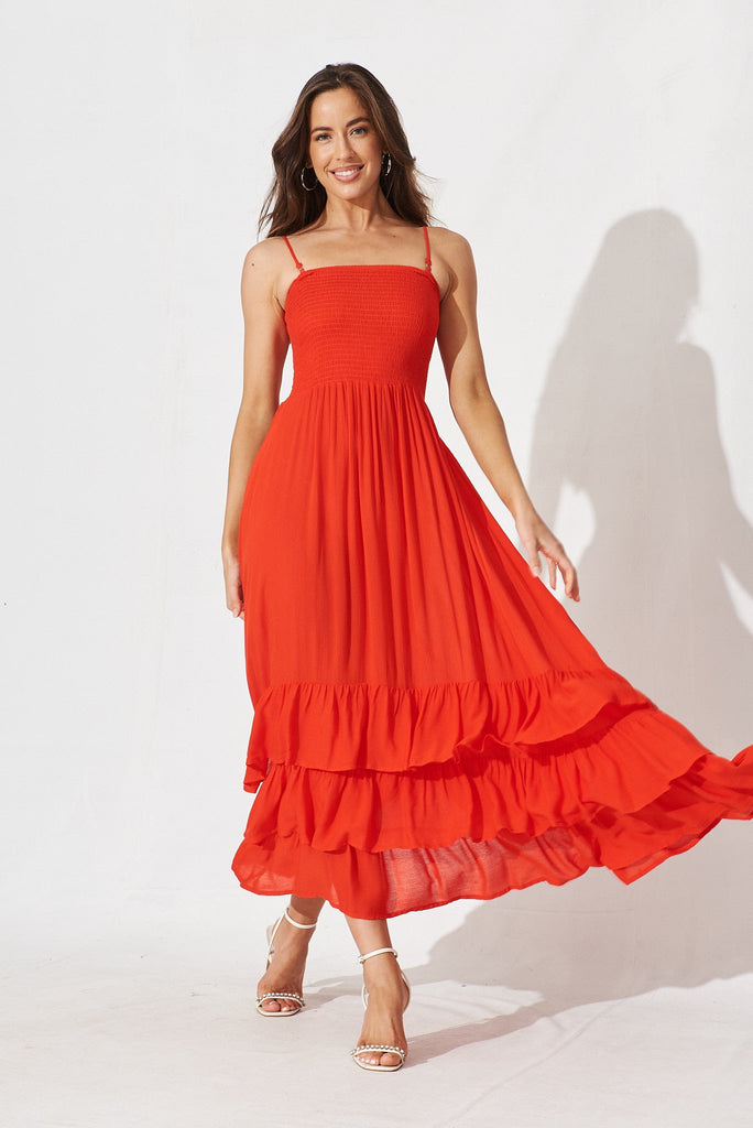 Moira Maxi Dress In Red - full length