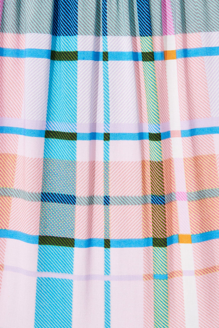 Marano Maxi Dress In Blue With Orange Multi Check - fabric