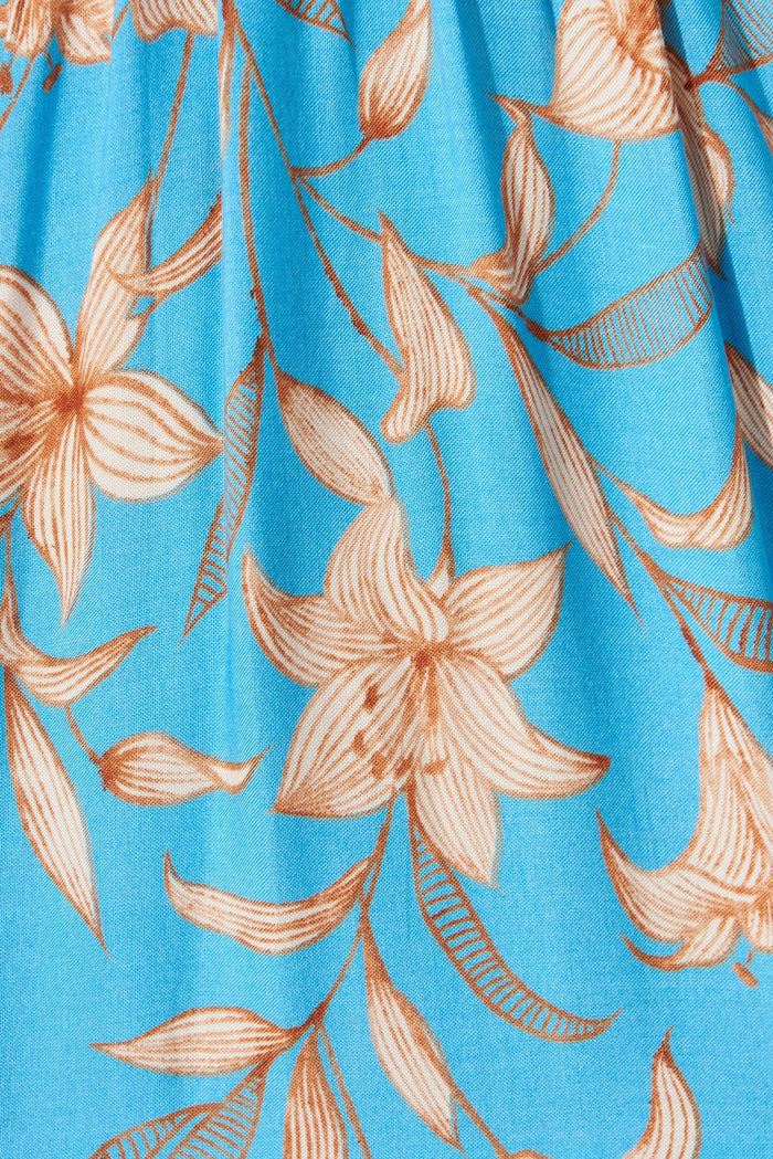 Manila Maxi Dress In Blue With Beige Boho Floral - fabric