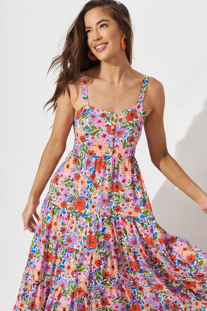 Aquina Midi Dress In Lilac Floral - St Frock (Dev)