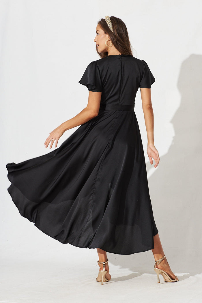 Marilou Maxi Dress In Black Satin - back