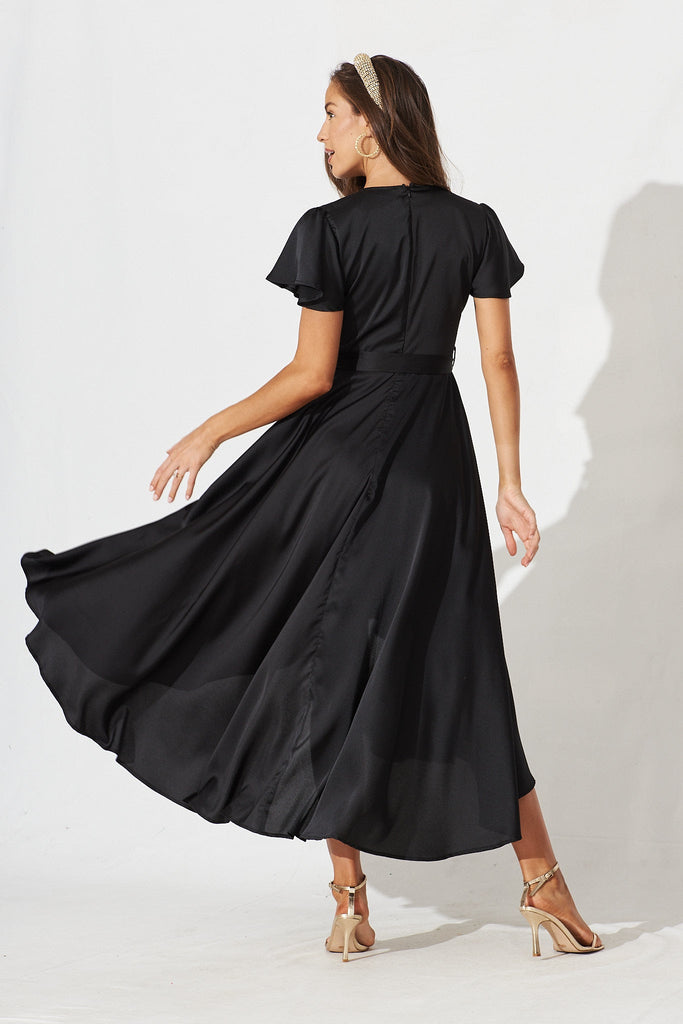Marilou Maxi Dress In Black Satin - back