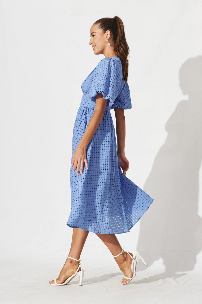 Amankila Midi Dress In Blue Organza - side