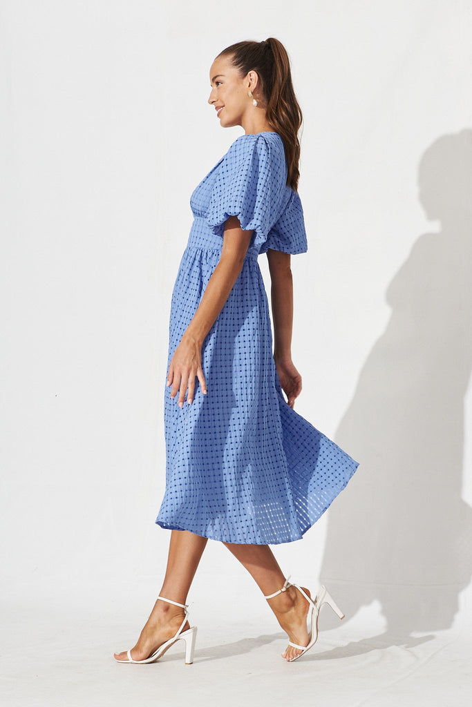Amankila Midi Dress In Blue Organza - side