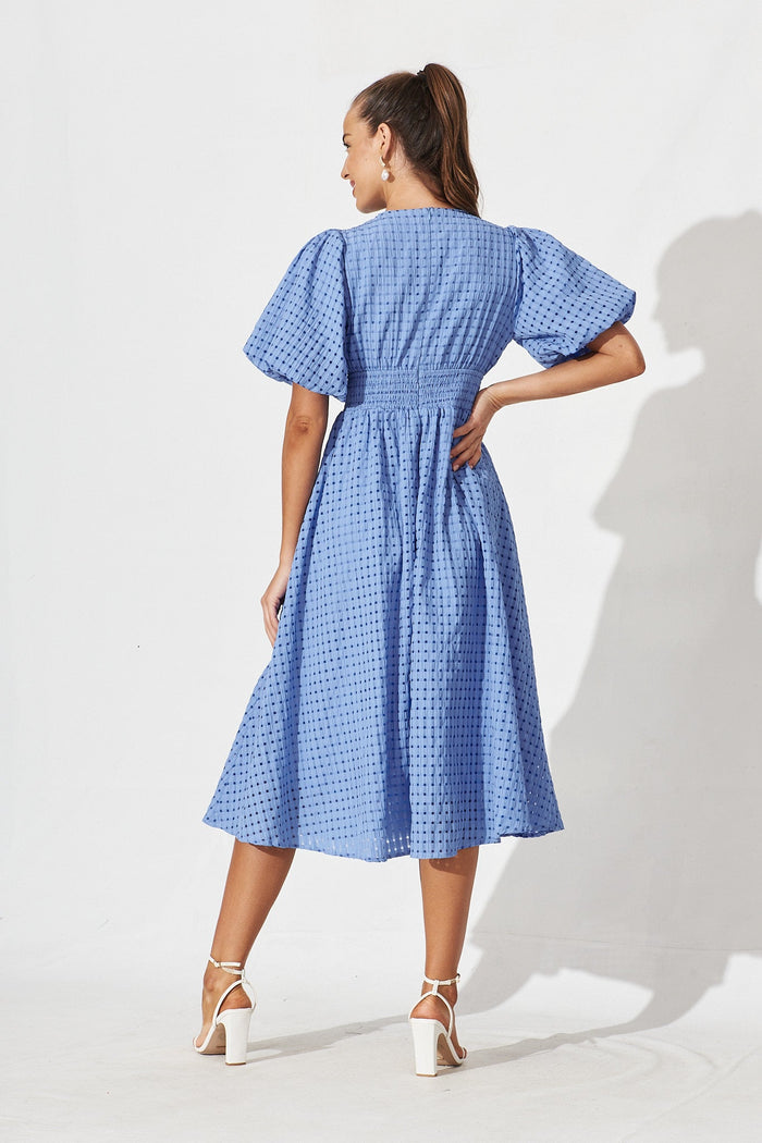 Amankila Midi Dress In Blue Organza - back