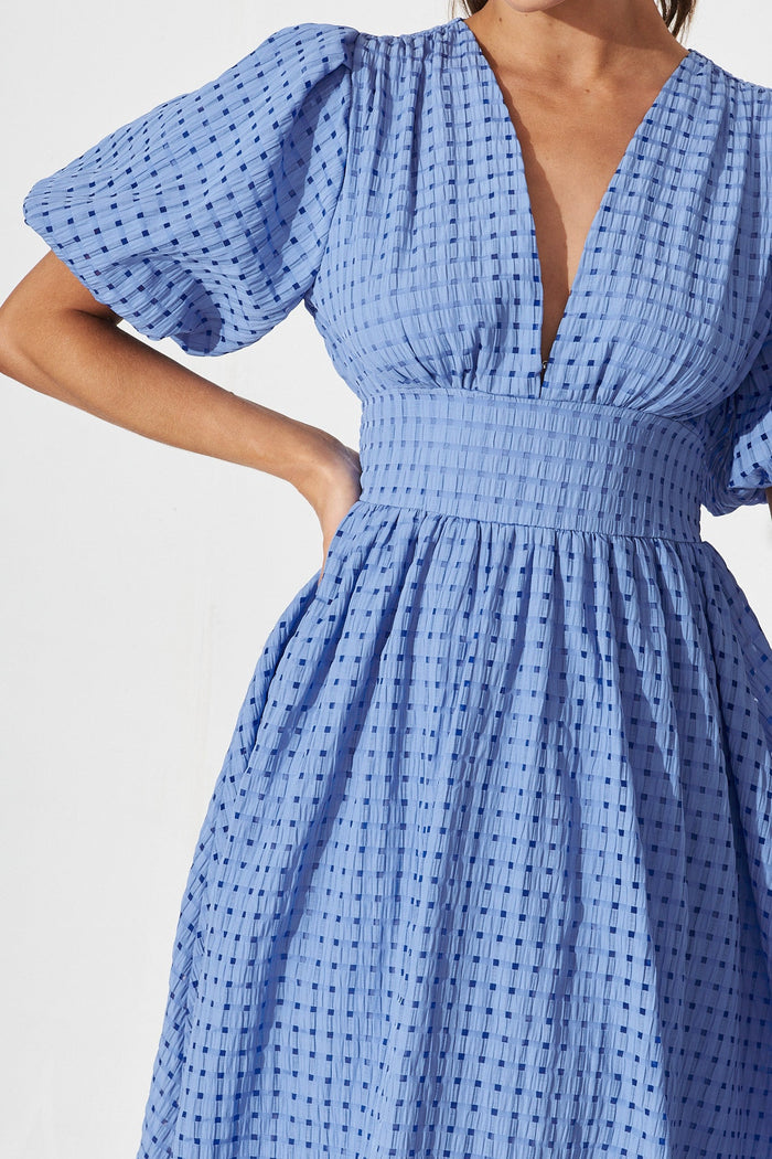 Amankila Midi Dress In Blue Organza - detail