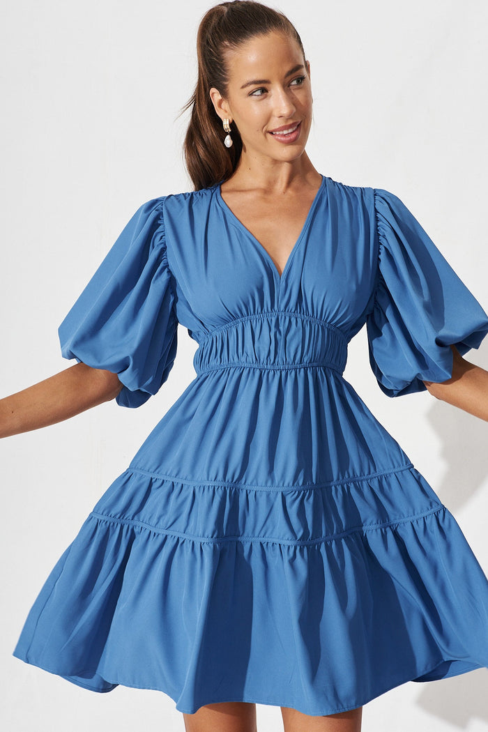 Amarini Dress In Cobalt Blue - front