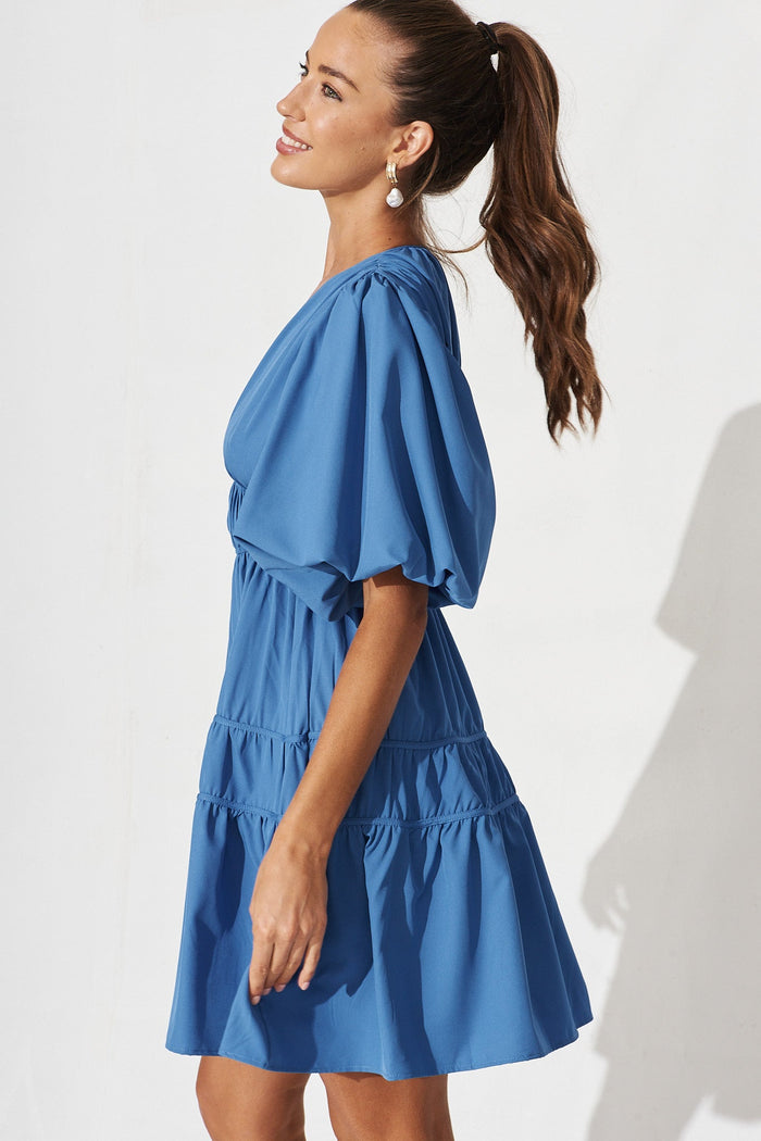 Amarini Dress In Cobalt Blue - side