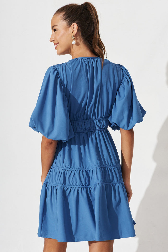 Amarini Dress In Cobalt Blue - back