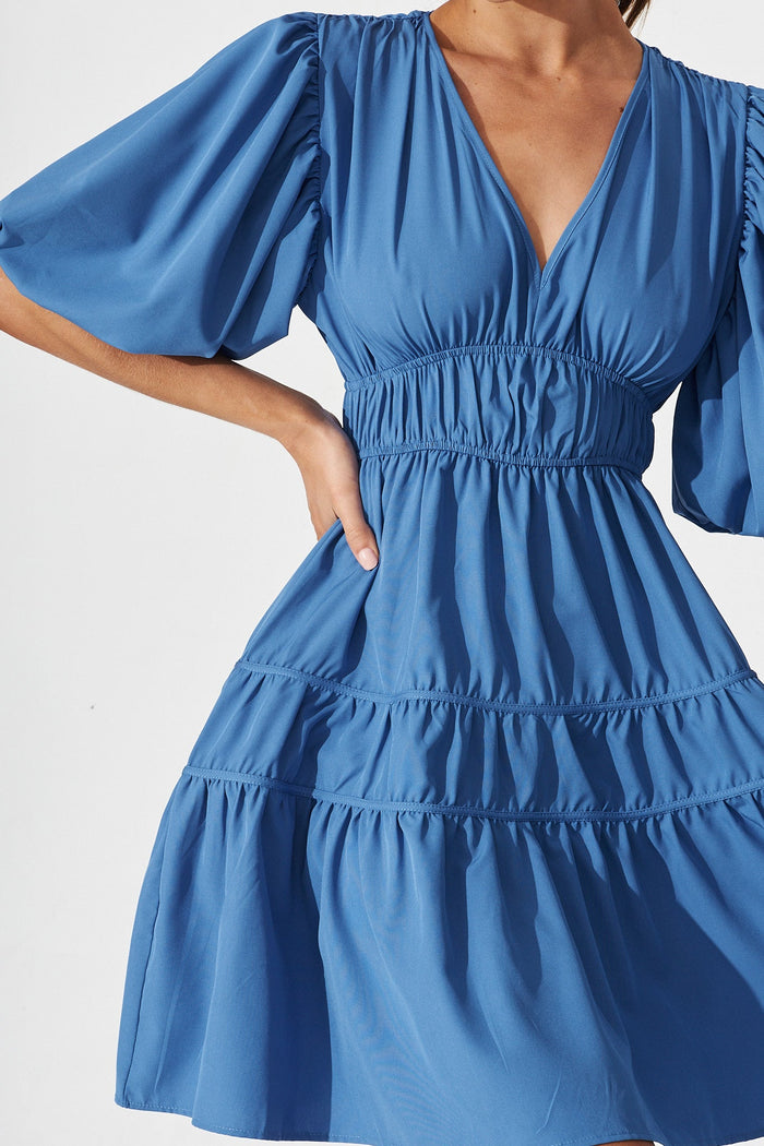 Amarini Dress In Cobalt Blue - detail