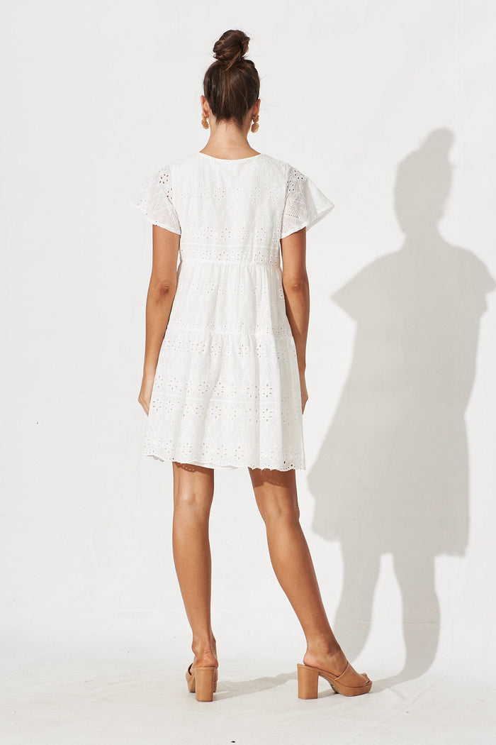 Lawson Dress In White Cotton Broderie - back