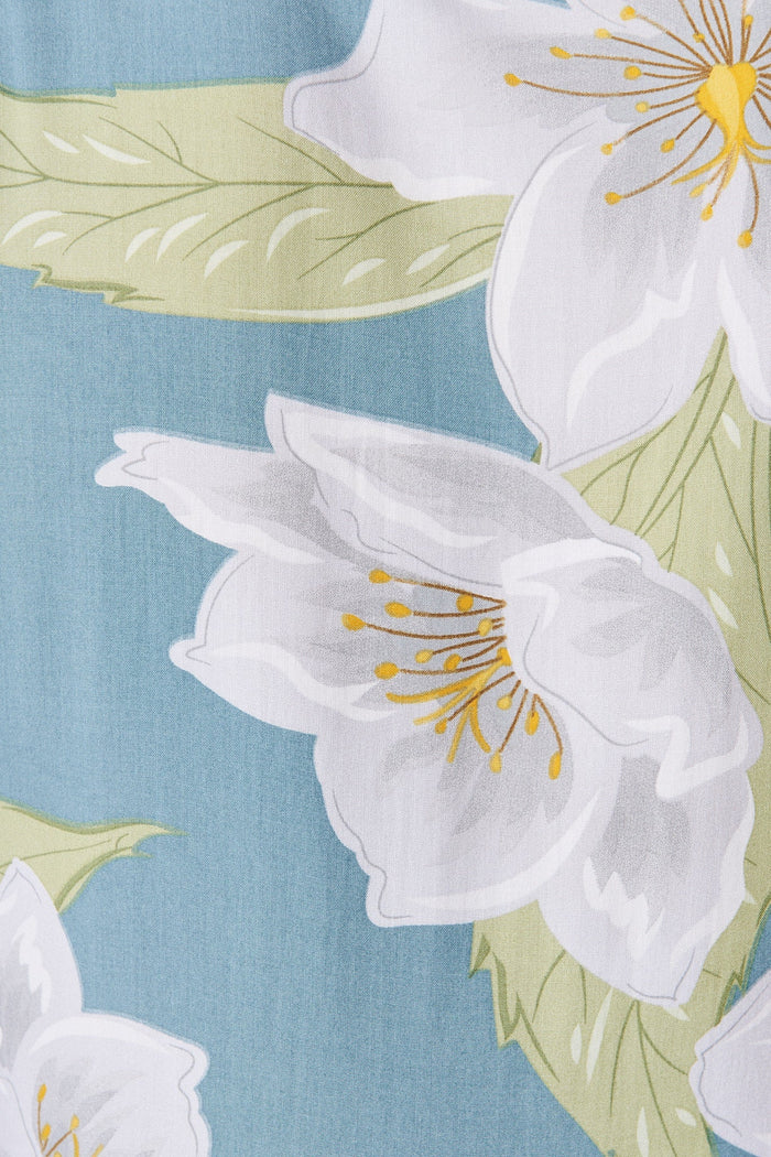 Wells Dress In Sage With White Floral - fabric