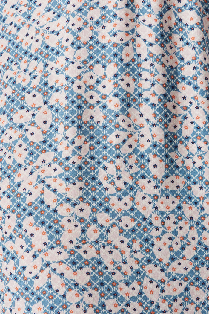 Wolverhampton Midi Dress In Blue With Pink Disty Floral - fabric