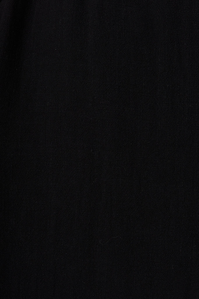 Moree Midi Skirt In Black Linen Blend - fabric