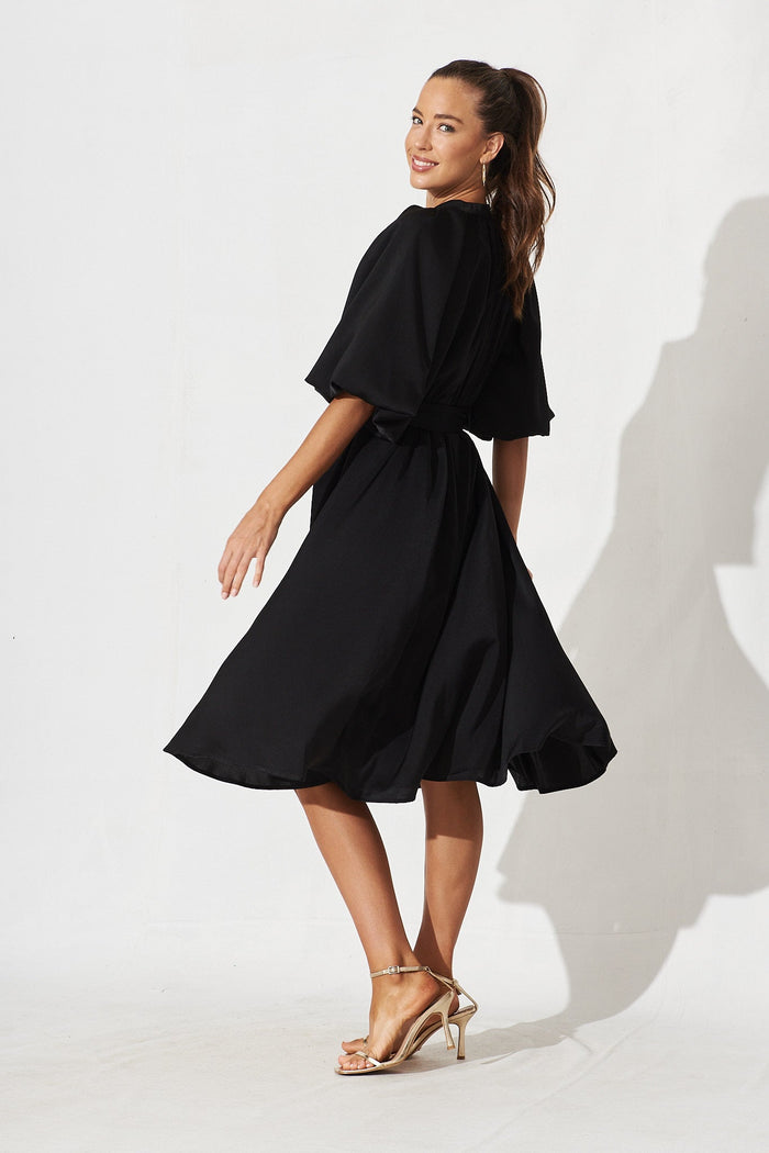 Shara Midi Dress In Black - side