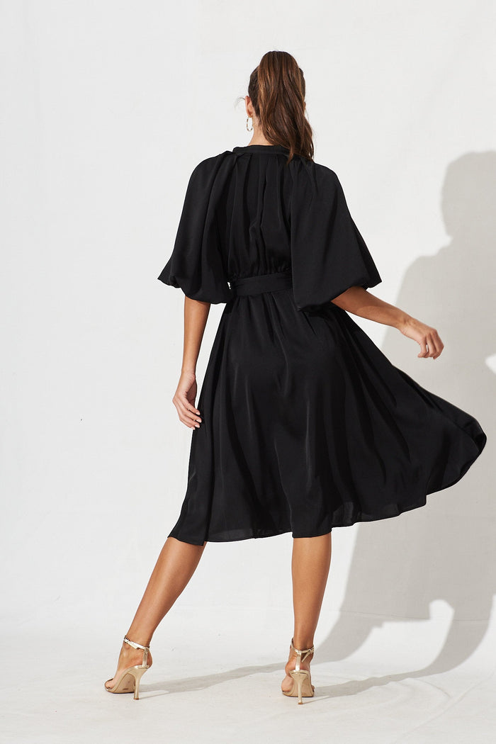 Shara Midi Dress In Black - back