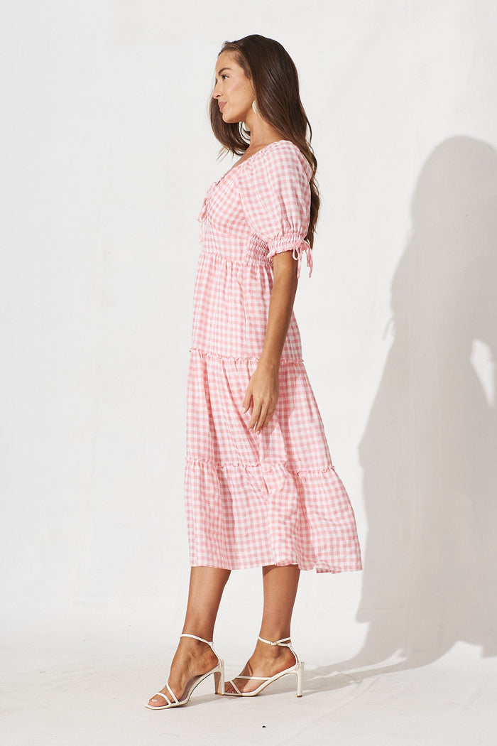 Tayah Midi Dress In Light Pink Cotton Blend - side