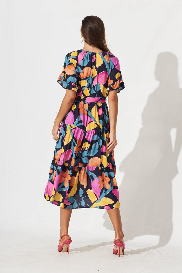 Braxton Midi Dress In Black With Multi - St Frock (Dev)