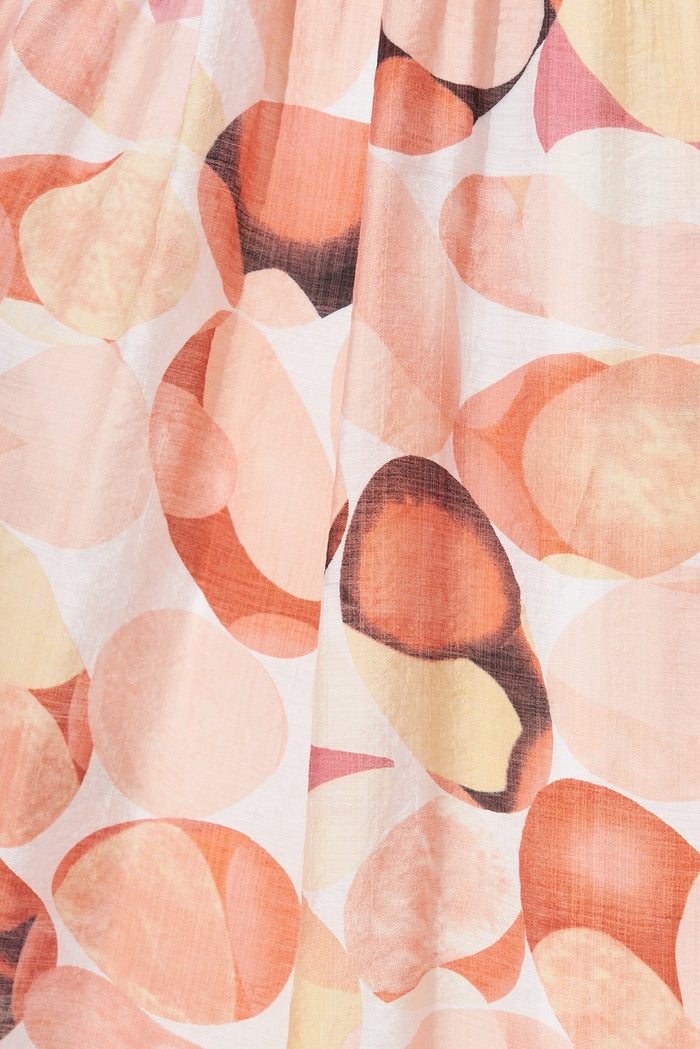 Amalie Midi Dress In Tangerine With Multi Print - fabric