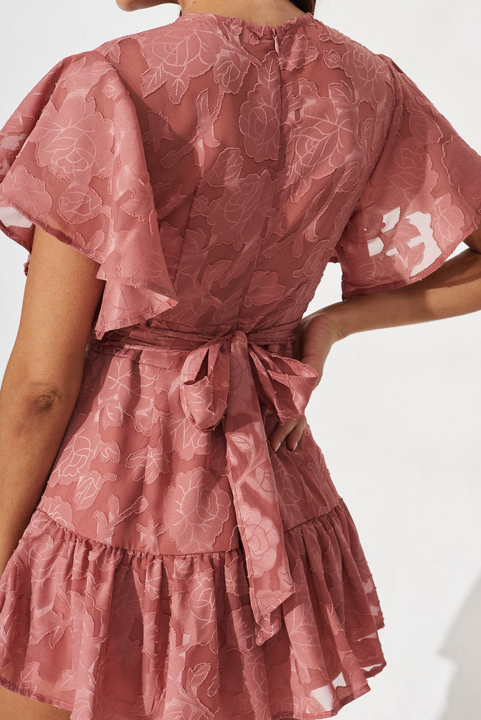 Oksana Playsuit In Dusty Rose Chiffon - detail